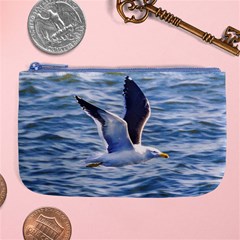 Seagull Flying Over Sea, Montevideo, Uruguay Large Coin Purse by dflcprintsclothing