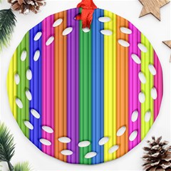 Colorful Spongestrips Round Filigree Ornament (two Sides) by Sparkle