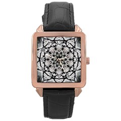 Evil Mandala  Rose Gold Leather Watch  by MRNStudios