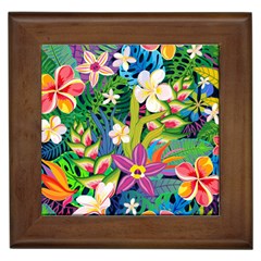 Colorful Floral Pattern Framed Tile by designsbymallika