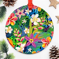 Colorful Floral Pattern Ornament (round) by designsbymallika