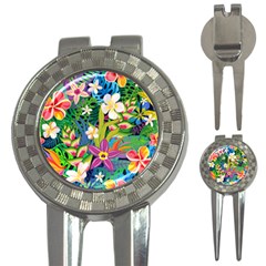 Colorful Floral Pattern 3-in-1 Golf Divots by designsbymallika