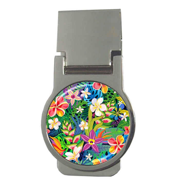 Colorful Floral Pattern Money Clips (Round) 