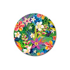 Colorful Floral Pattern Magnet 3  (round)