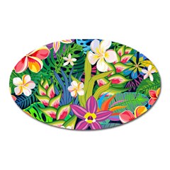 Colorful Floral Pattern Oval Magnet by designsbymallika