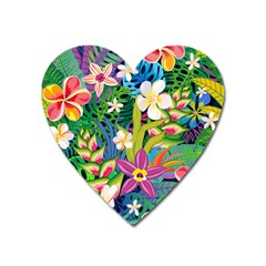 Colorful Floral Pattern Heart Magnet by designsbymallika