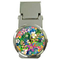 Colorful Floral Pattern Money Clip Watches by designsbymallika