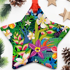 Colorful Floral Pattern Star Ornament (two Sides) by designsbymallika