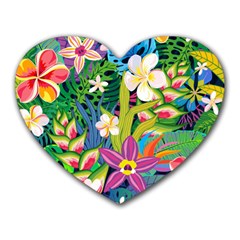 Colorful Floral Pattern Heart Mousepads by designsbymallika