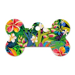 Colorful Floral Pattern Dog Tag Bone (one Side) by designsbymallika