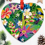 Colorful Floral Pattern Ornament (Heart) Front