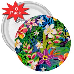 Colorful Floral Pattern 3  Buttons (10 Pack)  by designsbymallika