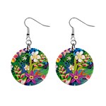 Colorful Floral Pattern Mini Button Earrings Front