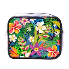 Colorful Floral Pattern Mini Toiletries Bag (one Side) by designsbymallika