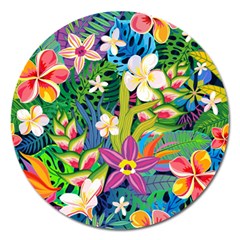 Colorful Floral Pattern Magnet 5  (round) by designsbymallika