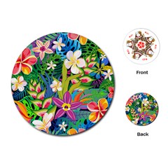 Colorful Floral Pattern Playing Cards Single Design (round) by designsbymallika