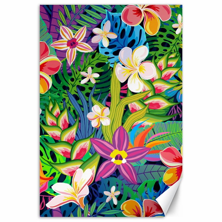 Colorful Floral Pattern Canvas 24  x 36 