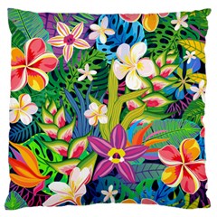 Colorful Floral Pattern Large Cushion Case (one Side) by designsbymallika