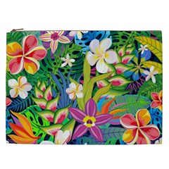 Colorful Floral Pattern Cosmetic Bag (xxl) by designsbymallika