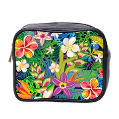 Colorful Floral Pattern Mini Toiletries Bag (two Sides) by designsbymallika