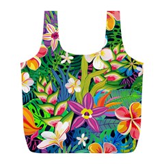 Colorful Floral Pattern Full Print Recycle Bag (l) by designsbymallika