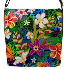 Colorful Floral Pattern Flap Closure Messenger Bag (s) by designsbymallika