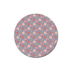 Auntumn Pretty Leaves Pattern Magnet 3  (round) by designsbymallika