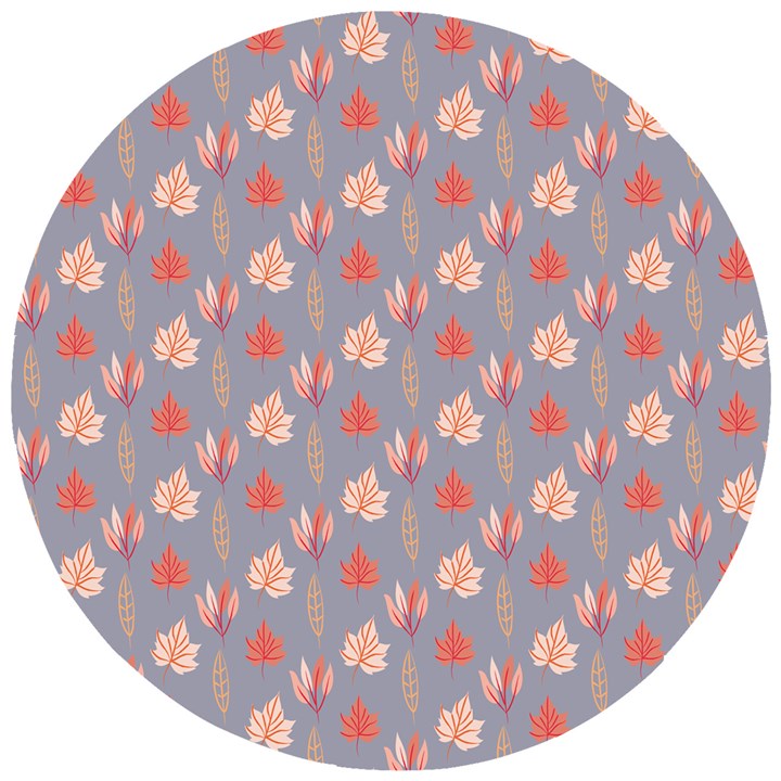 Auntumn Pretty Leaves Pattern Wooden Puzzle Round