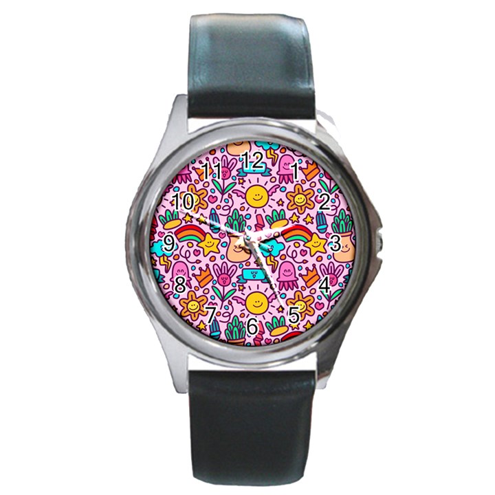 Colourful Funny Pattern Round Metal Watch