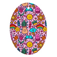 Colourful Funny Pattern Ornament (oval) by designsbymallika