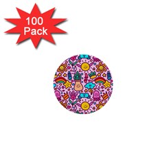 Colourful Funny Pattern 1  Mini Buttons (100 Pack)  by designsbymallika