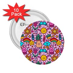 Colourful Funny Pattern 2 25  Buttons (10 Pack)  by designsbymallika