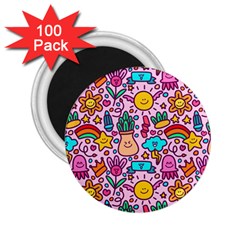 Colourful Funny Pattern 2 25  Magnets (100 Pack)  by designsbymallika