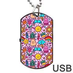 Colourful Funny Pattern Dog Tag Usb Flash (one Side) by designsbymallika