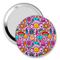 Colourful Funny Pattern 3  Handbag Mirrors by designsbymallika