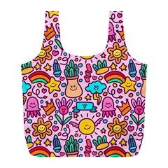 Colourful Funny Pattern Full Print Recycle Bag (l) by designsbymallika