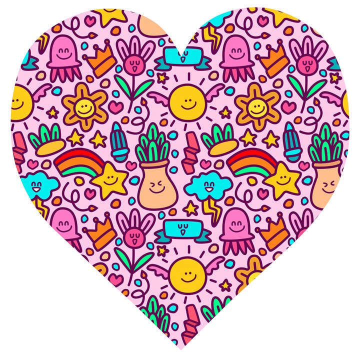 Colourful Funny Pattern Wooden Puzzle Heart