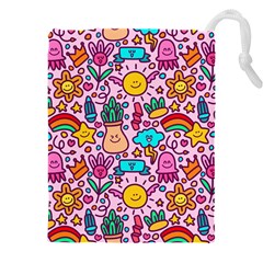 Colourful Funny Pattern Drawstring Pouch (5xl) by designsbymallika