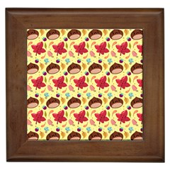 Cute Leaf Pattern Framed Tile by designsbymallika