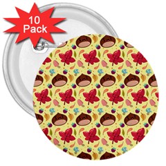 Cute Leaf Pattern 3  Buttons (10 pack) 