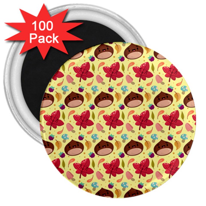 Cute Leaf Pattern 3  Magnets (100 pack)