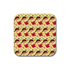 Cute Leaf Pattern Rubber Coaster (Square) 