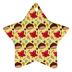 Cute Leaf Pattern Star Ornament (Two Sides)