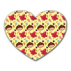 Cute Leaf Pattern Heart Mousepads by designsbymallika