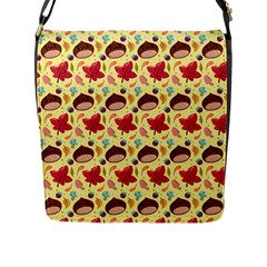 Cute Leaf Pattern Flap Closure Messenger Bag (L)