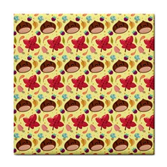 Cute Leaf Pattern Tile Coaster by designsbymallika