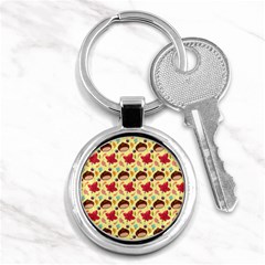 Cute Leaf Pattern Key Chain (round) by designsbymallika