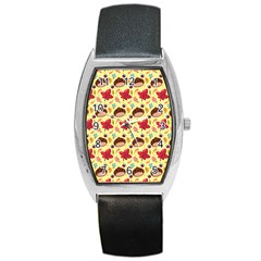 Cute Leaf Pattern Barrel Style Metal Watch by designsbymallika