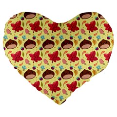 Cute Leaf Pattern Large 19  Premium Heart Shape Cushions by designsbymallika