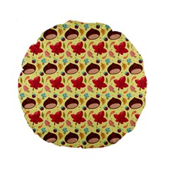 Cute Leaf Pattern Standard 15  Premium Flano Round Cushions by designsbymallika